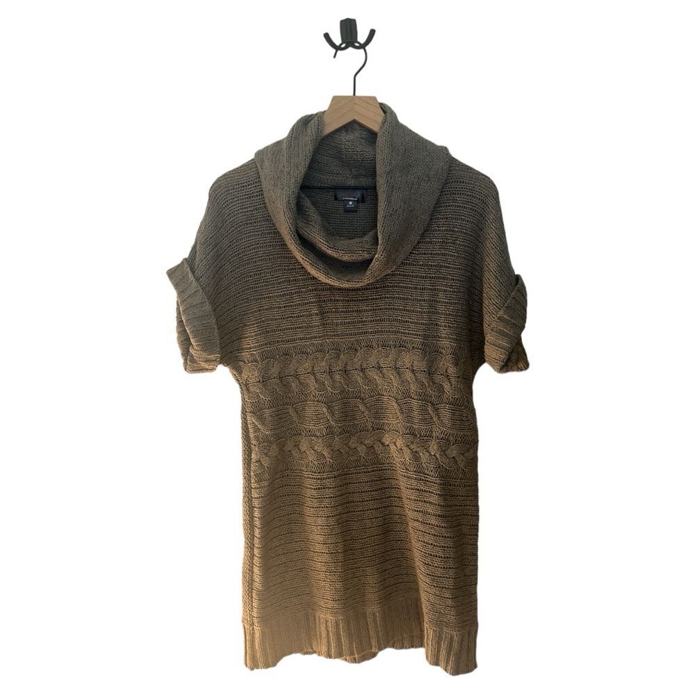 Oh Baby Motherhood Maternity Sweater Top Cowl Neck‎ Cable Knit Short Sleeve M